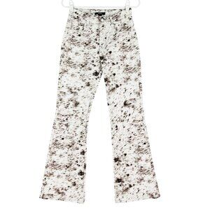NWT Forever 21 Women's Brown & White Animal Print Flared Jeans Mid Rise Size 25